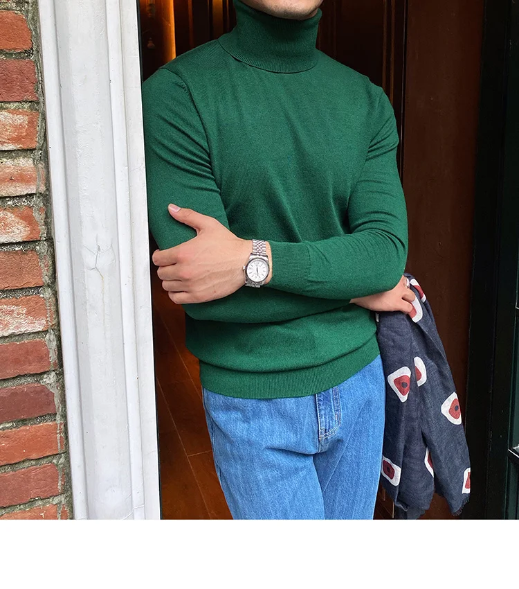 Burgundy wool turtleneck sweater for winter - Image 9