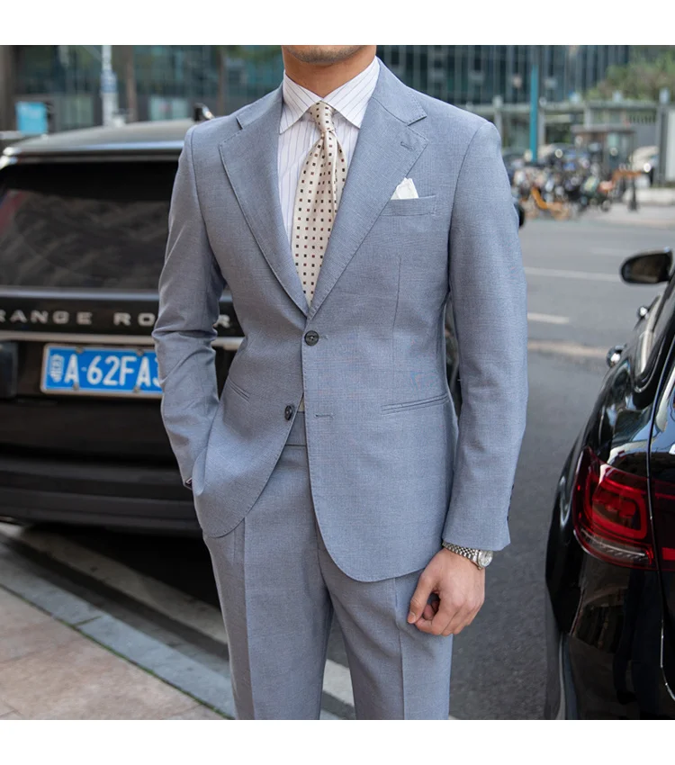 Men's solid color wedding and business suit set - Image 5