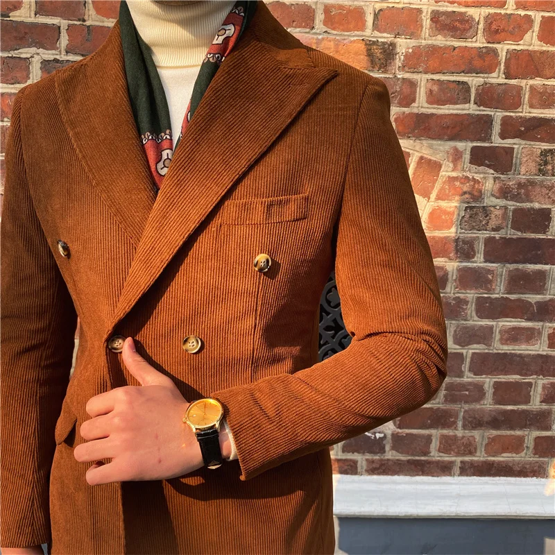 Italian corduroy double breasted blazer jacket - Image 2