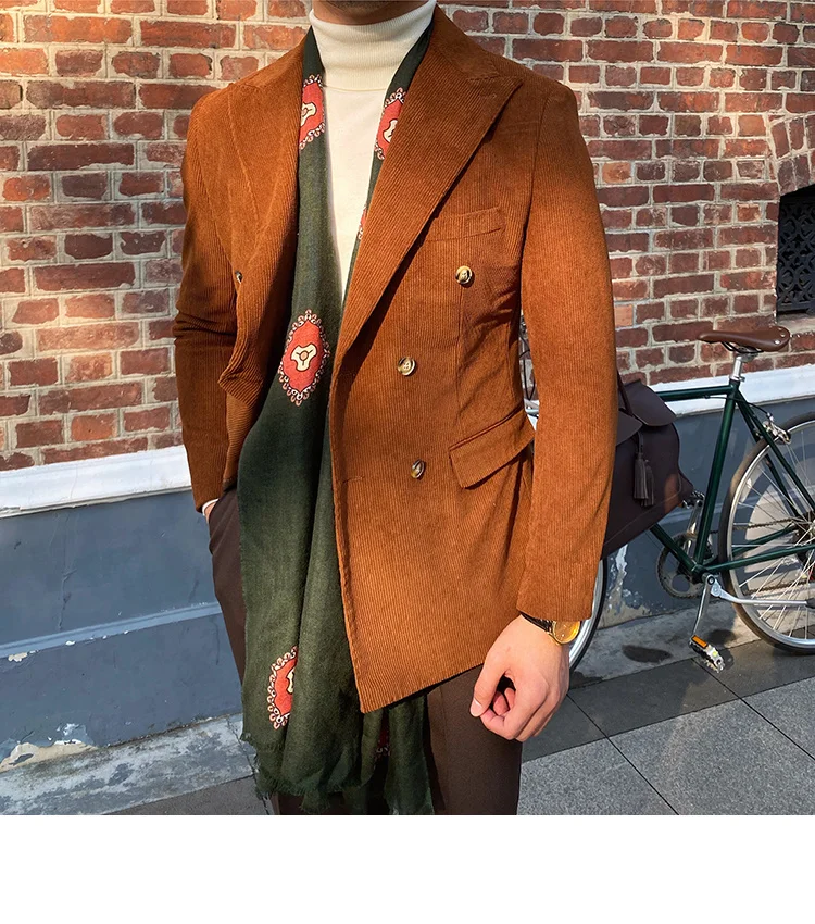 Italian corduroy double breasted blazer jacket - Image 10