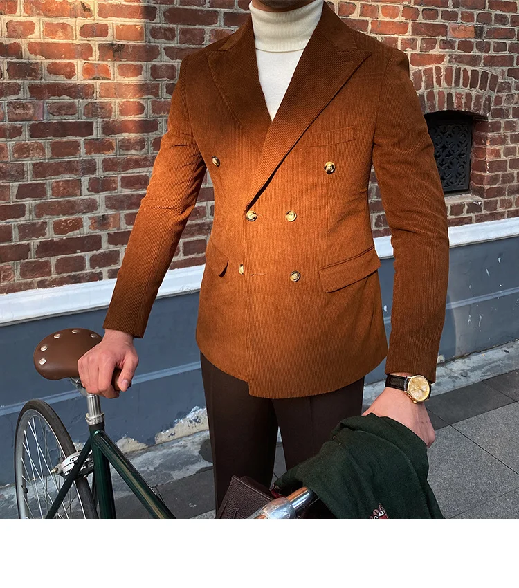 Italian corduroy double breasted blazer jacket - Image 5
