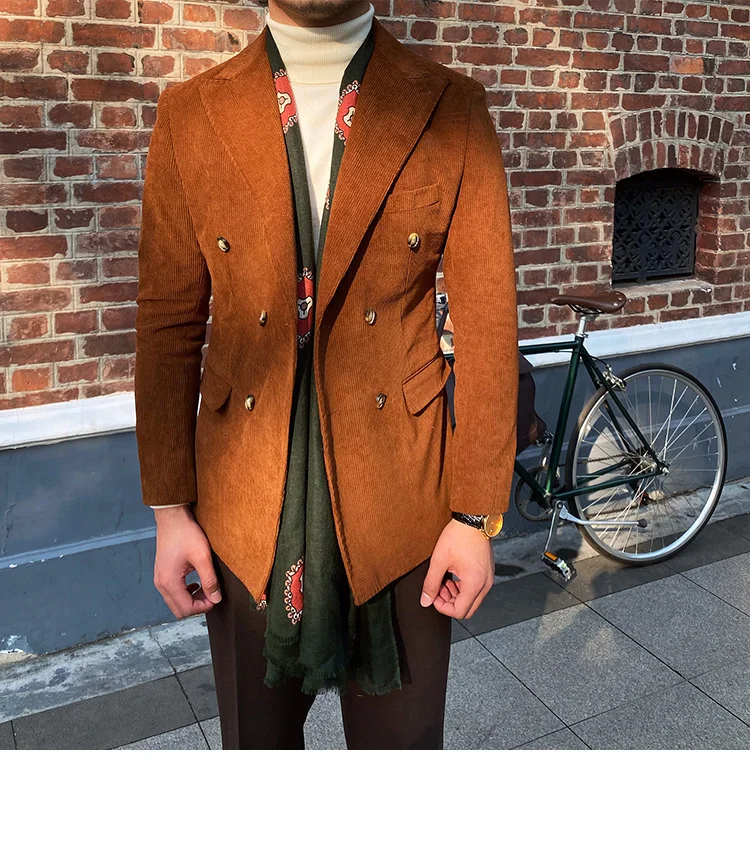 Italian corduroy double breasted blazer jacket - Image 11