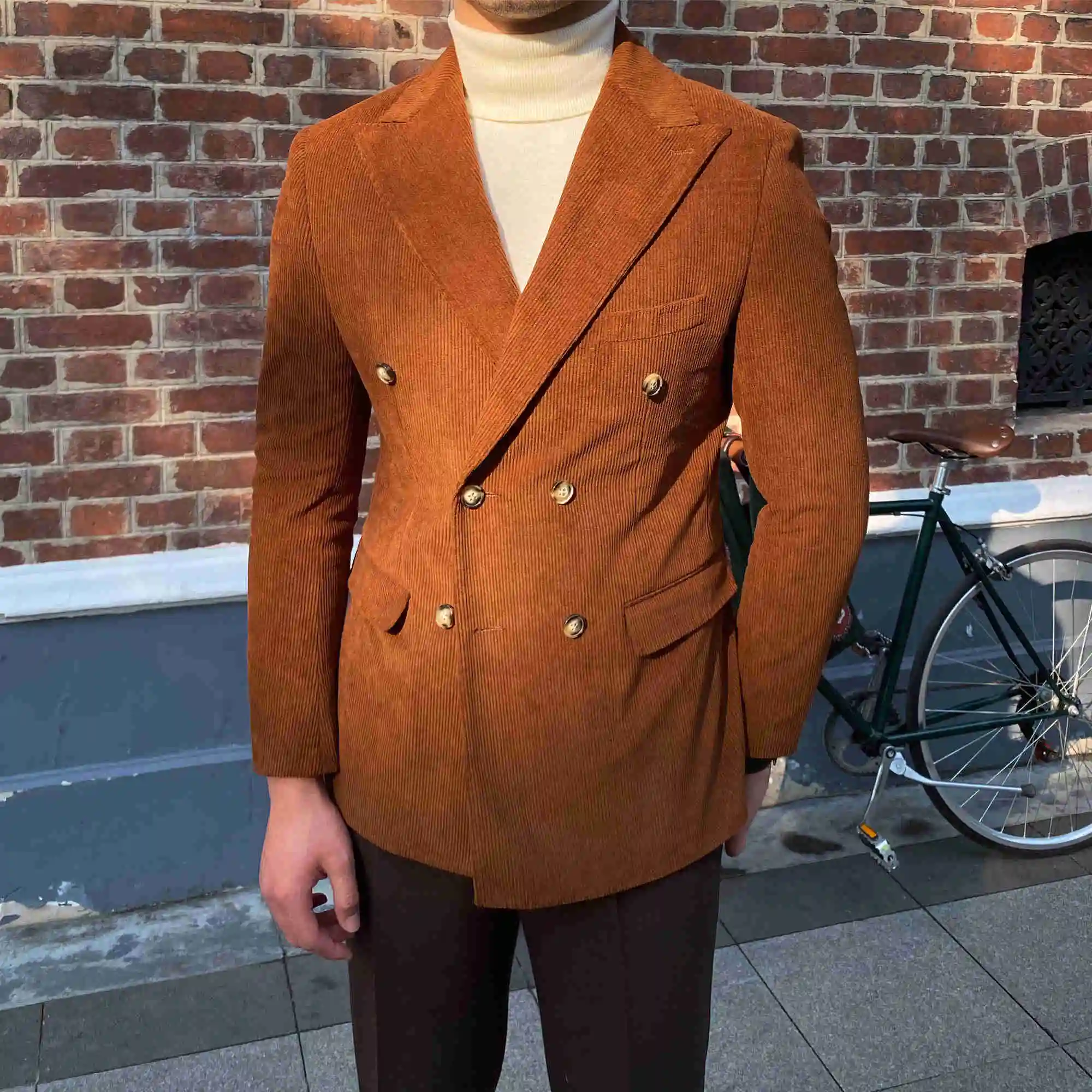 Italian corduroy double breasted blazer jacket