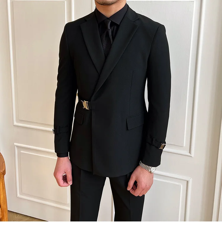 Solid metal buckle blazer for parties and weddings - Image 2