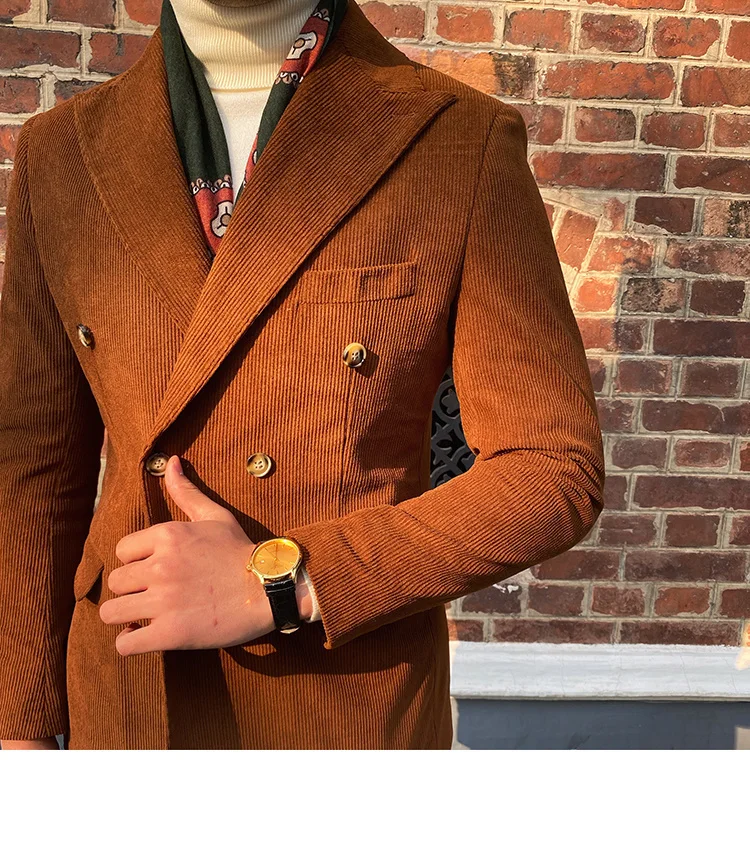 Italian corduroy double breasted blazer jacket - Image 9
