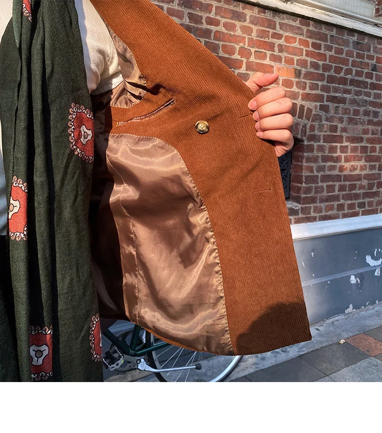 Italian corduroy double breasted blazer jacket - Image 7