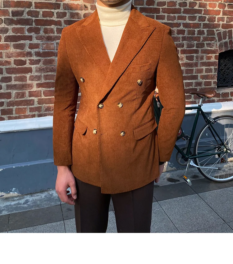 Italian corduroy double breasted blazer jacket - Image 3
