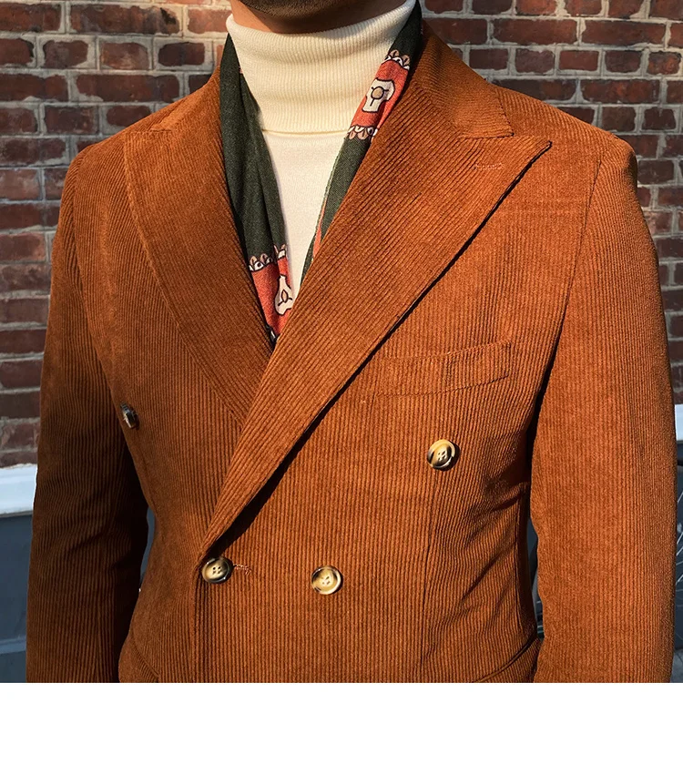 Italian corduroy double breasted blazer jacket - Image 6