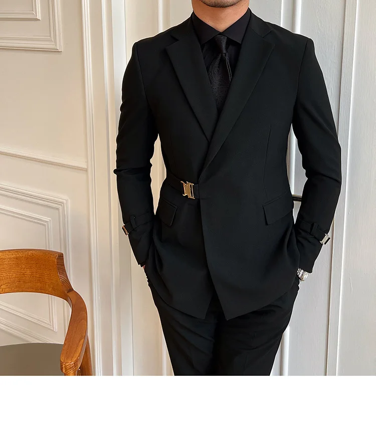 Solid metal buckle blazer for parties and weddings - Image 4