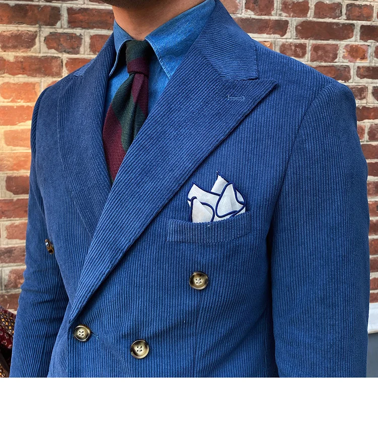 Italian corduroy slim fit double breasted blazer - Image 10