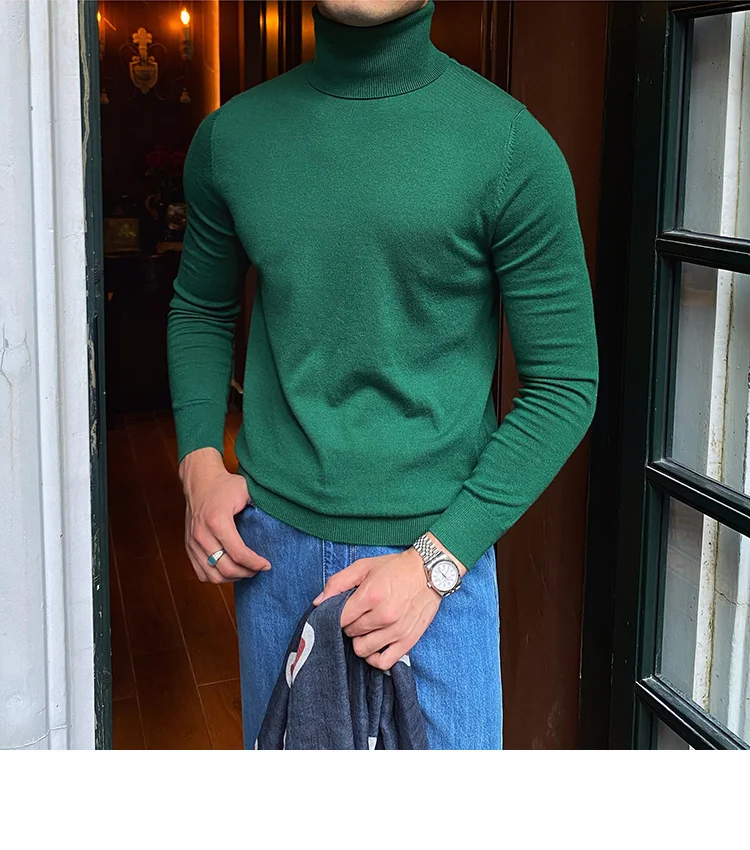 Burgundy wool turtleneck sweater for winter - Image 8