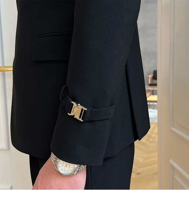 Solid metal buckle blazer for parties and weddings - Image 9