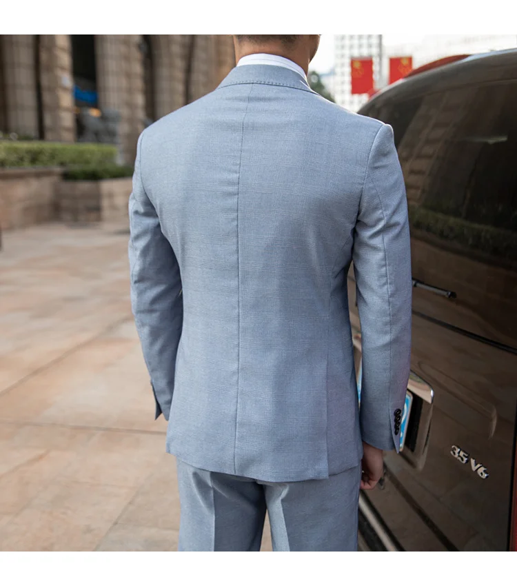 Men's solid color wedding and business suit set - Image 10