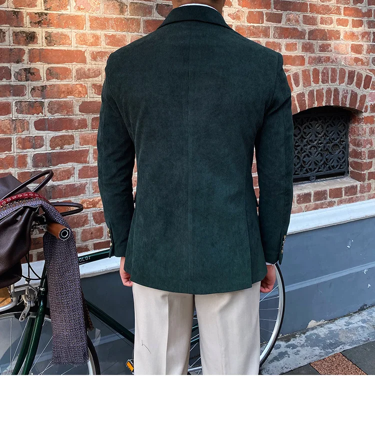 Italian corduroy slim fit double breasted blazer - Image 10