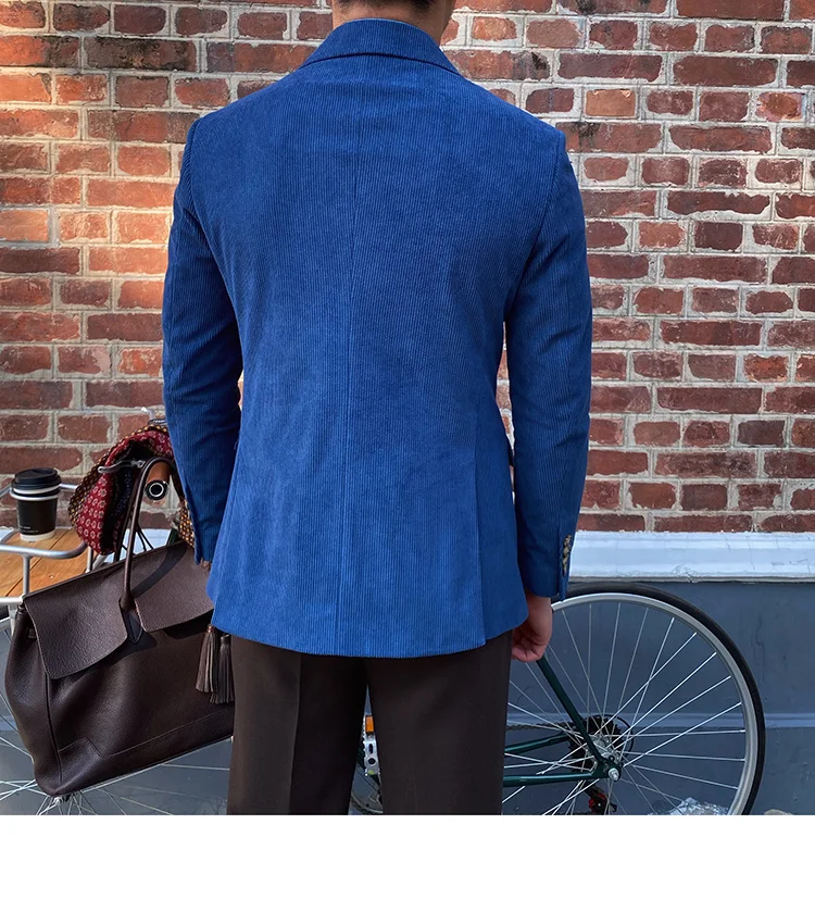 Italian corduroy slim fit double breasted blazer - Image 8