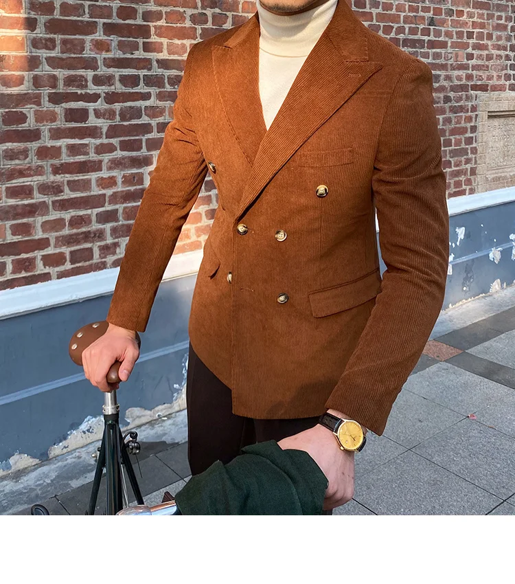Italian corduroy double breasted blazer jacket - Image 4