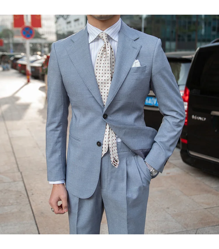 Men's solid color wedding and business suit set - Image 11