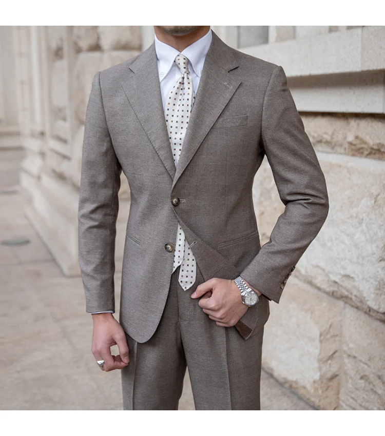 Men's solid color wedding and business suit set - Image 9