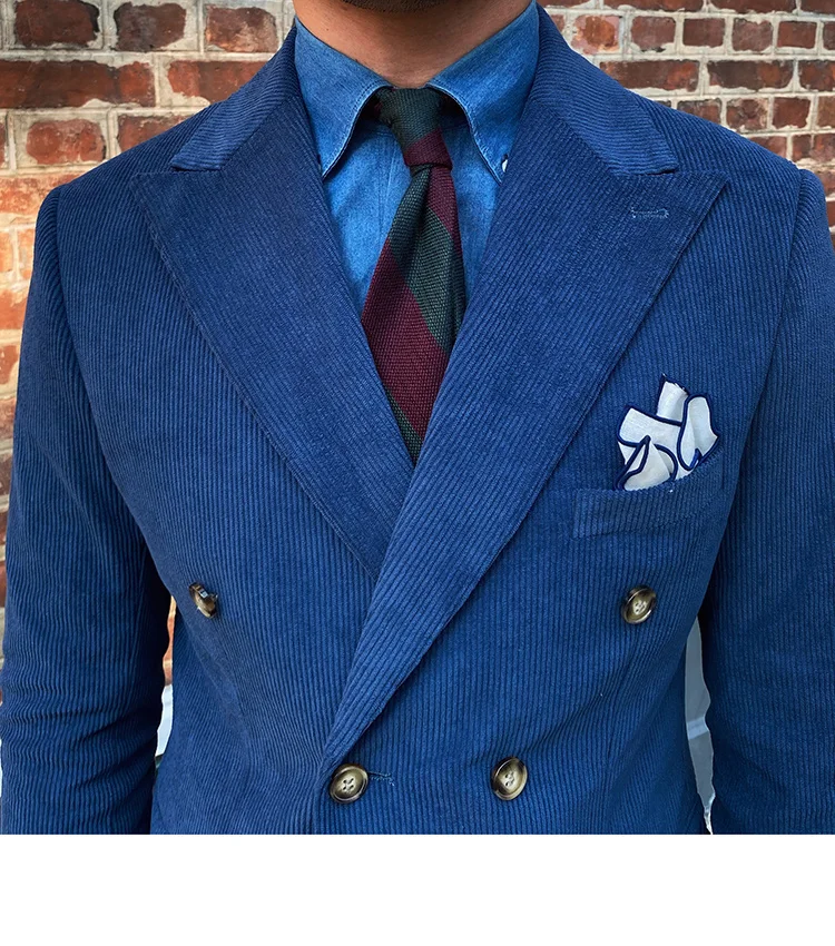 Italian corduroy slim fit double breasted blazer - Image 12