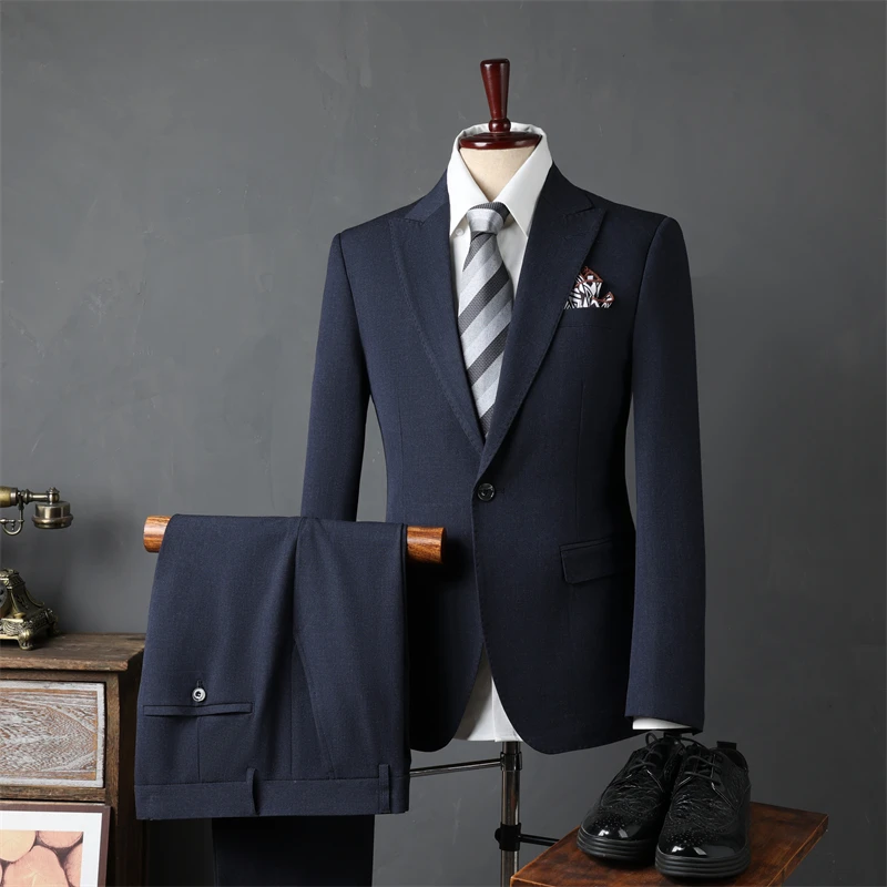 Men's High-Class Slim-Fit Two-Piece Dress Suit Professional Business or Wedding Casual Pants Gentleman's Elegant Style - Image 11