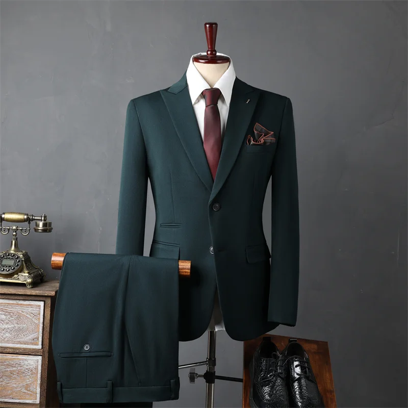 Men's High-End Korean-Style Slim-Fit Two-Piece Business Casual Wedding Suit Anti-Wrinkle Flat Single Breasted for Adults - Image 12