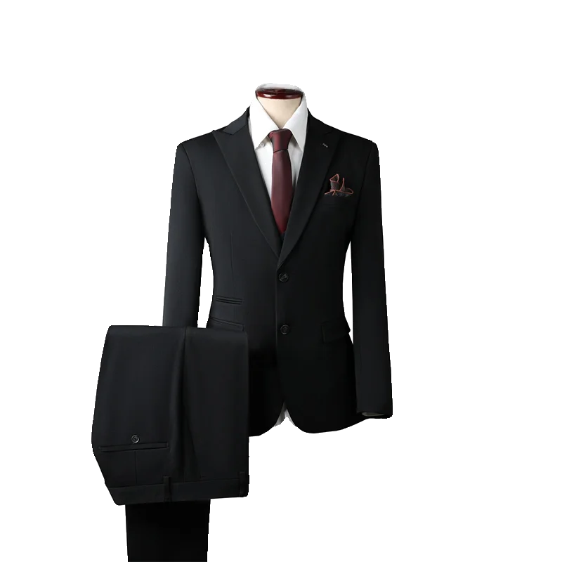 Men's High-End Korean-Style Slim-Fit Two-Piece Business Casual Wedding Suit Anti-Wrinkle Flat Single Breasted for Adults - Image 9